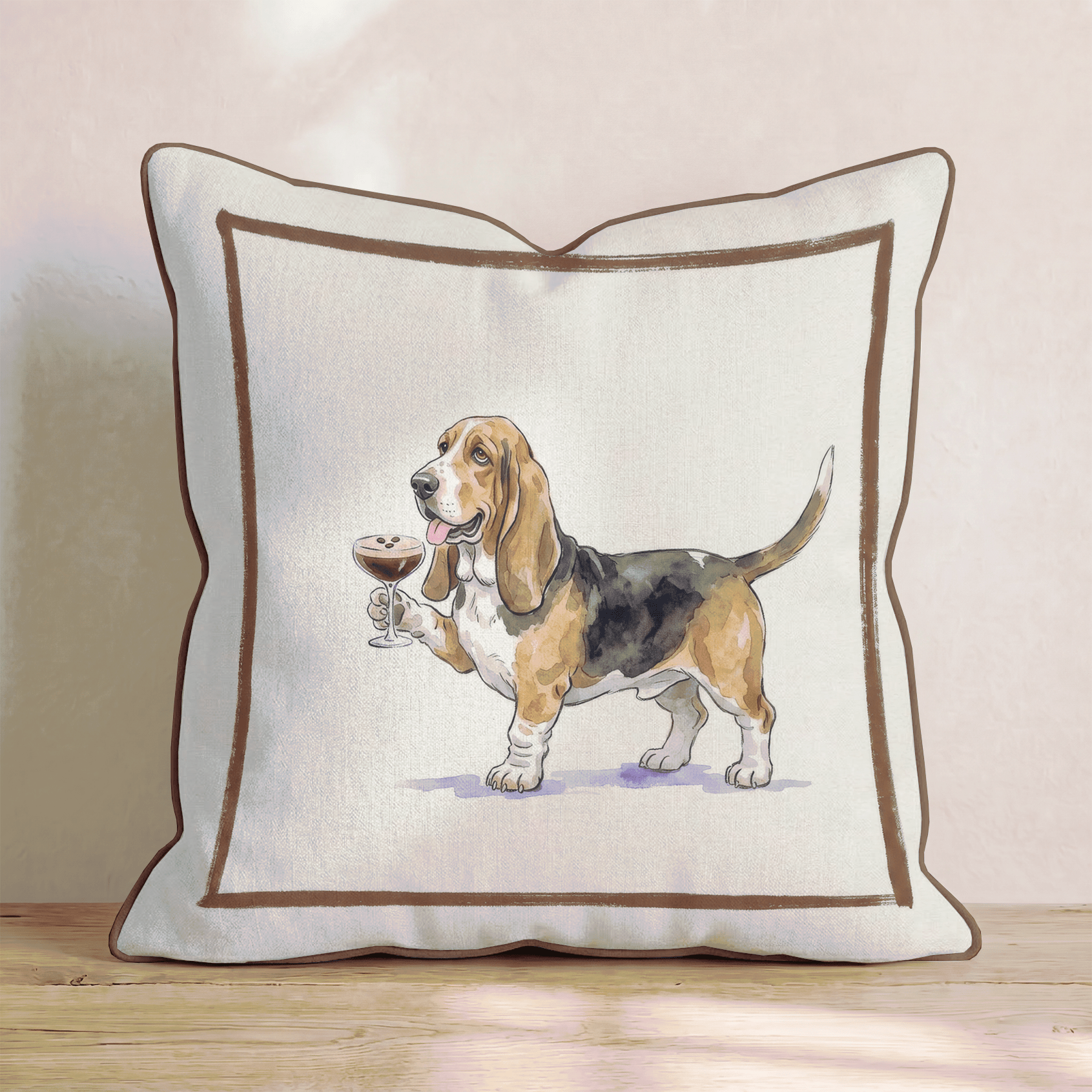 Espresso Martini Basset Hound Throw Pillow - Hillcroft Home