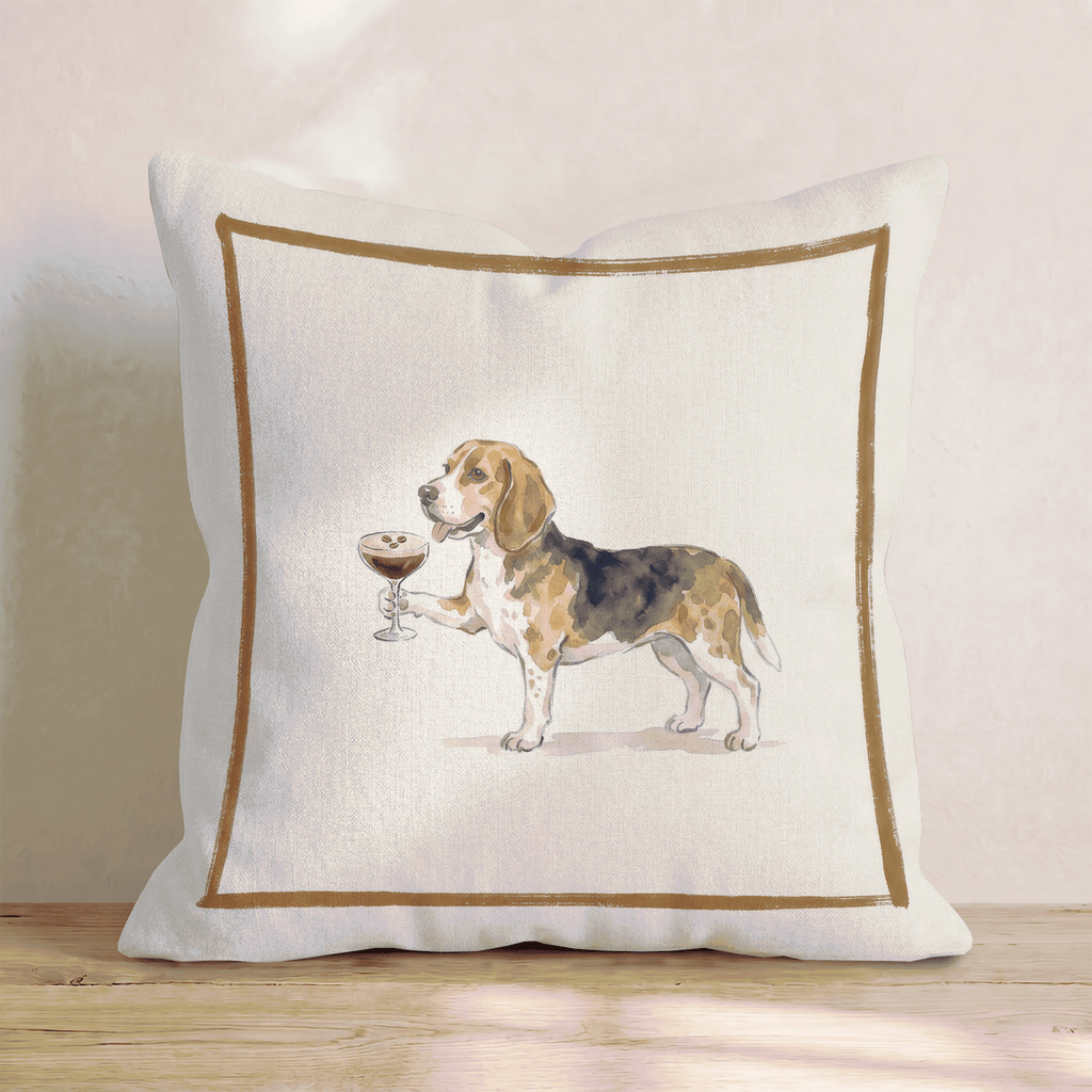Espresso Martini Beagle Throw Pillow - Hillcroft Home
