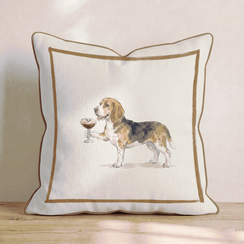 Espresso Martini Beagle Throw Pillow - Hillcroft Home