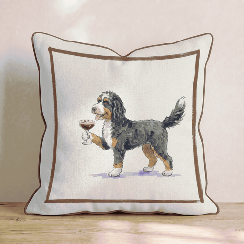 Espresso Martini Bernedoodle Throw Pillow - Hillcroft Home