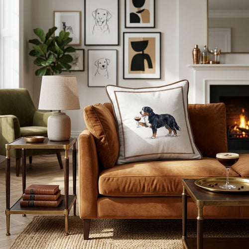 Espresso Martini Bernese Mountain Dog Throw Pillow - Hillcroft Home