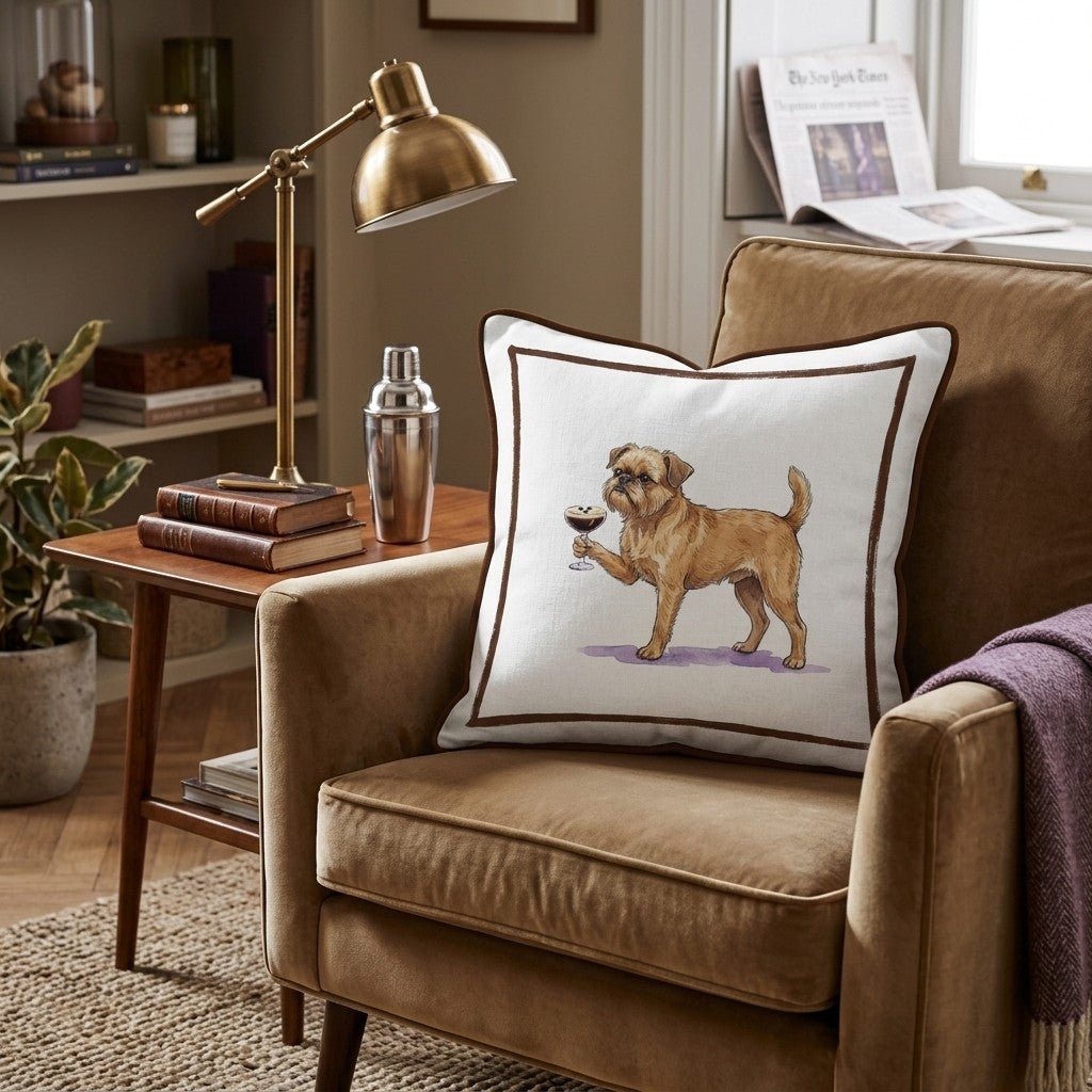 Espresso Martini Brussels Griffon Throw Pillow - Hillcroft Home