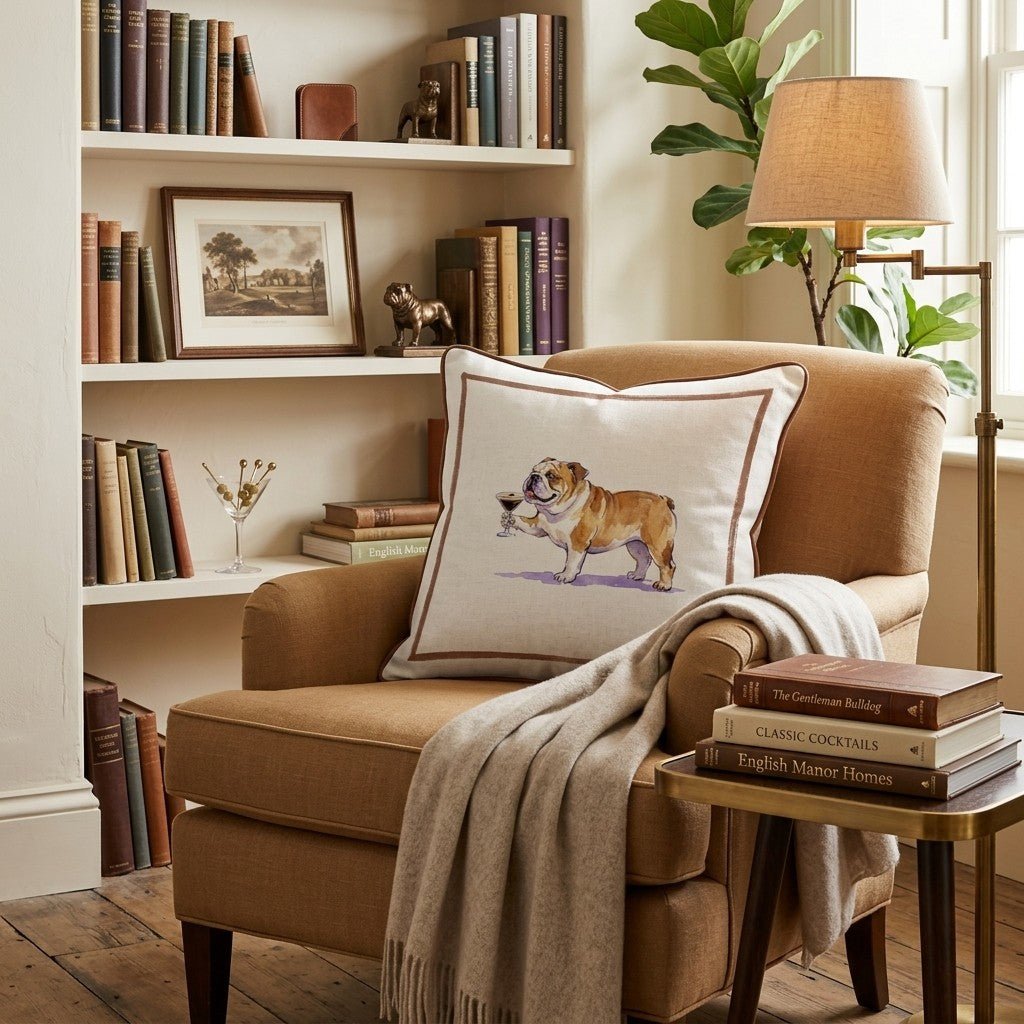 Espresso Martini Bulldog Throw Pillow - Hillcroft Home