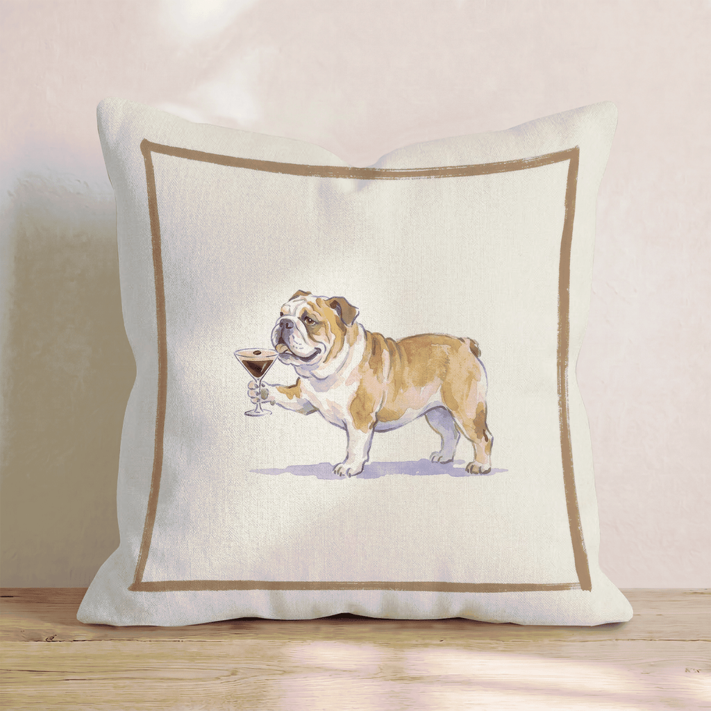 Espresso Martini Bulldog Throw Pillow - Hillcroft Home