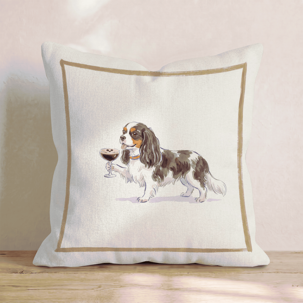Espresso Martini Cavalier King Charles Spaniel Throw Pillow - Hillcroft Home