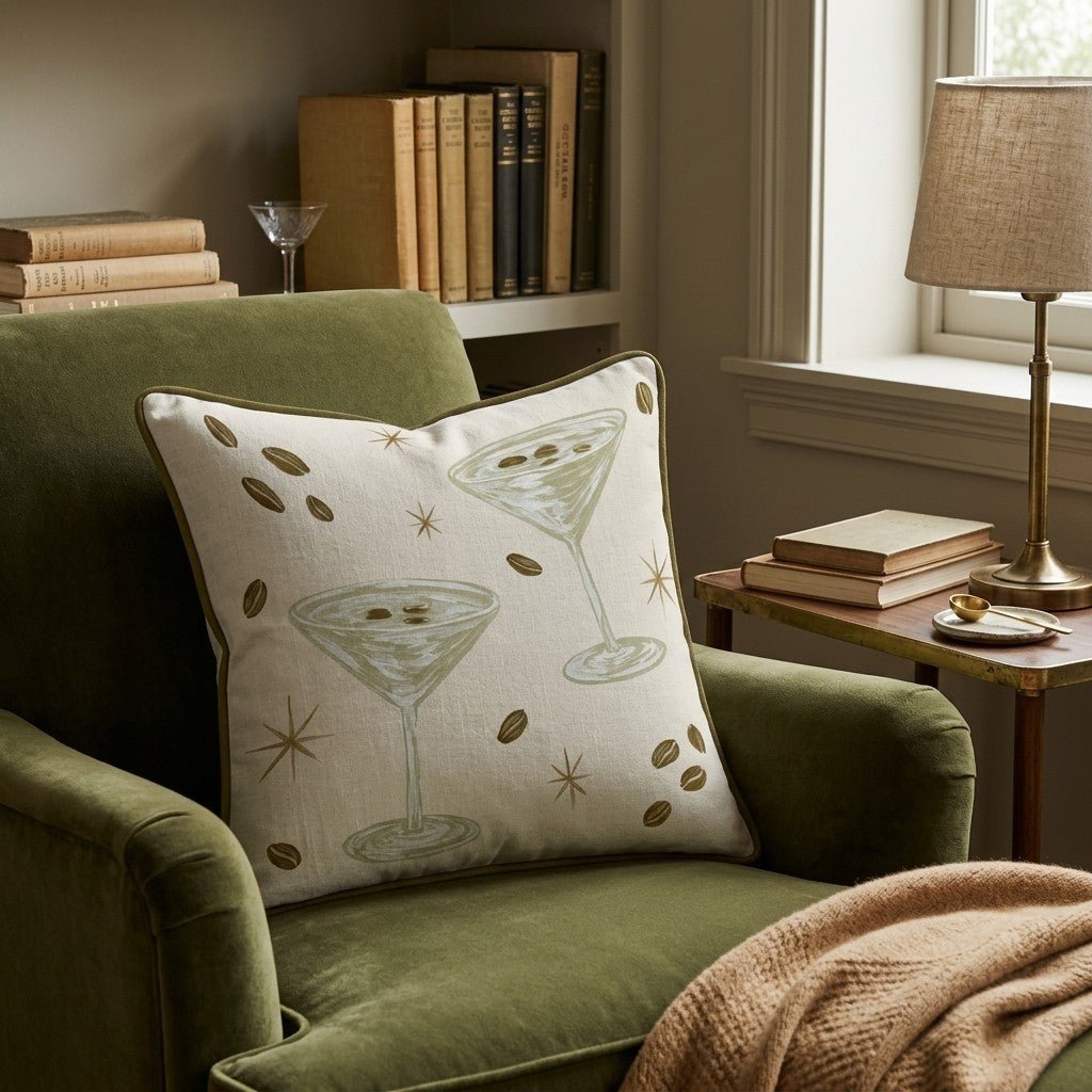Espresso Martini Cheers Throw Pillow - Hillcroft Home