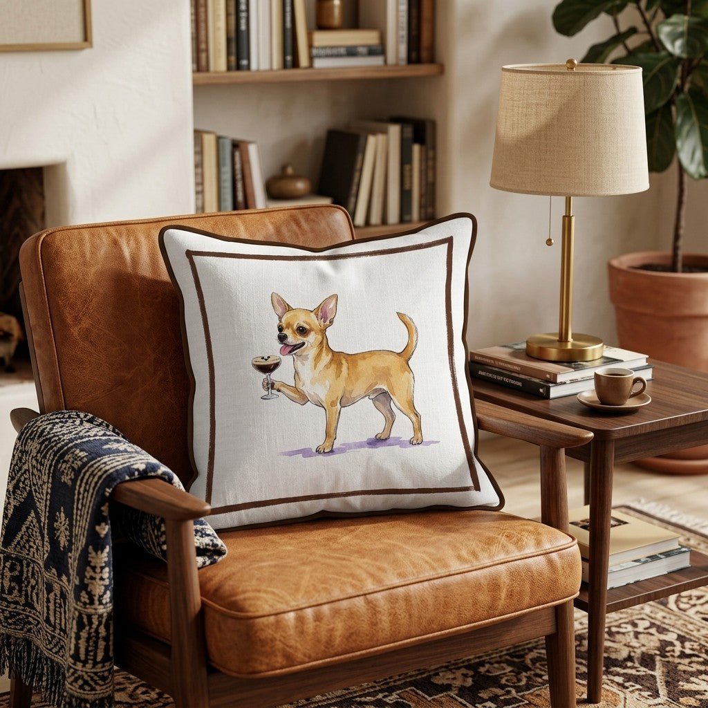 Espresso Martini Chihuahua Throw Pillow - Hillcroft Home