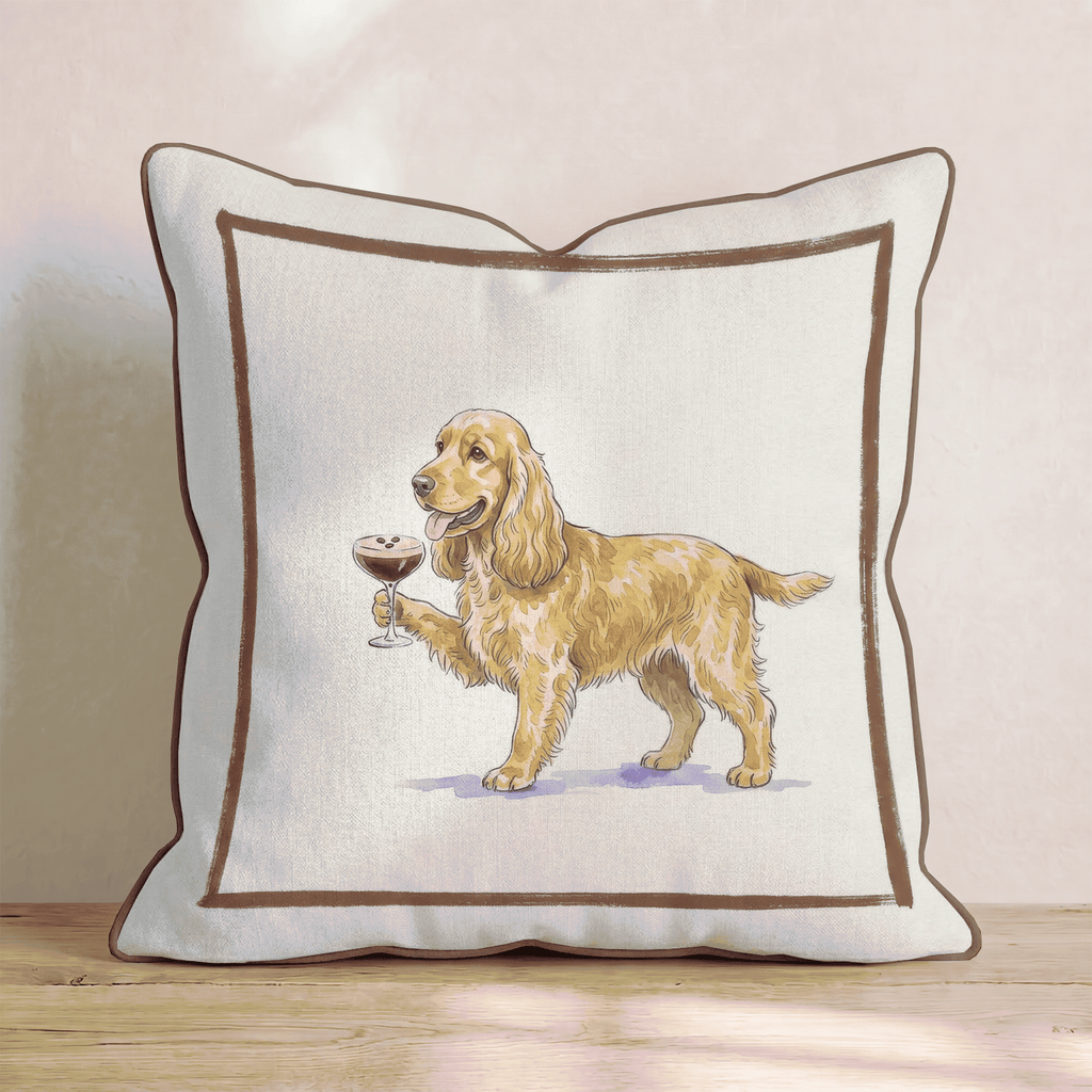 Espresso Martini Cocker Spaniel Throw Pillow - Hillcroft Home