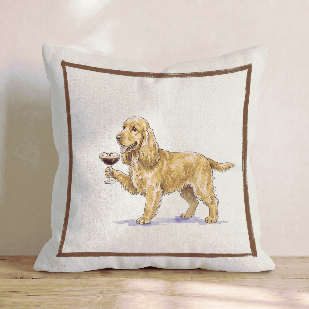 Espresso Martini Cocker Spaniel Throw Pillow - Hillcroft Home