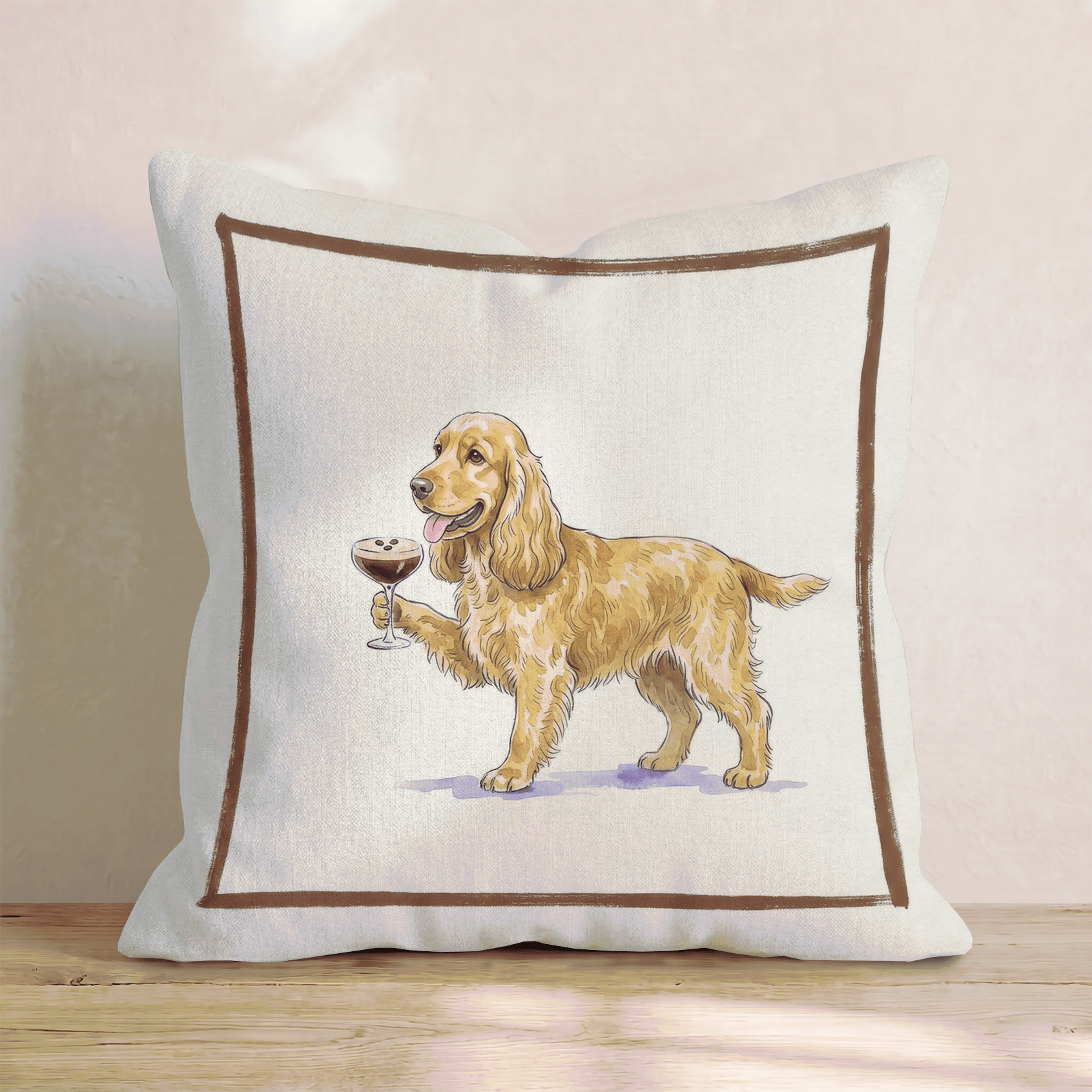 Espresso Martini Cocker Spaniel Throw Pillow - Hillcroft Home