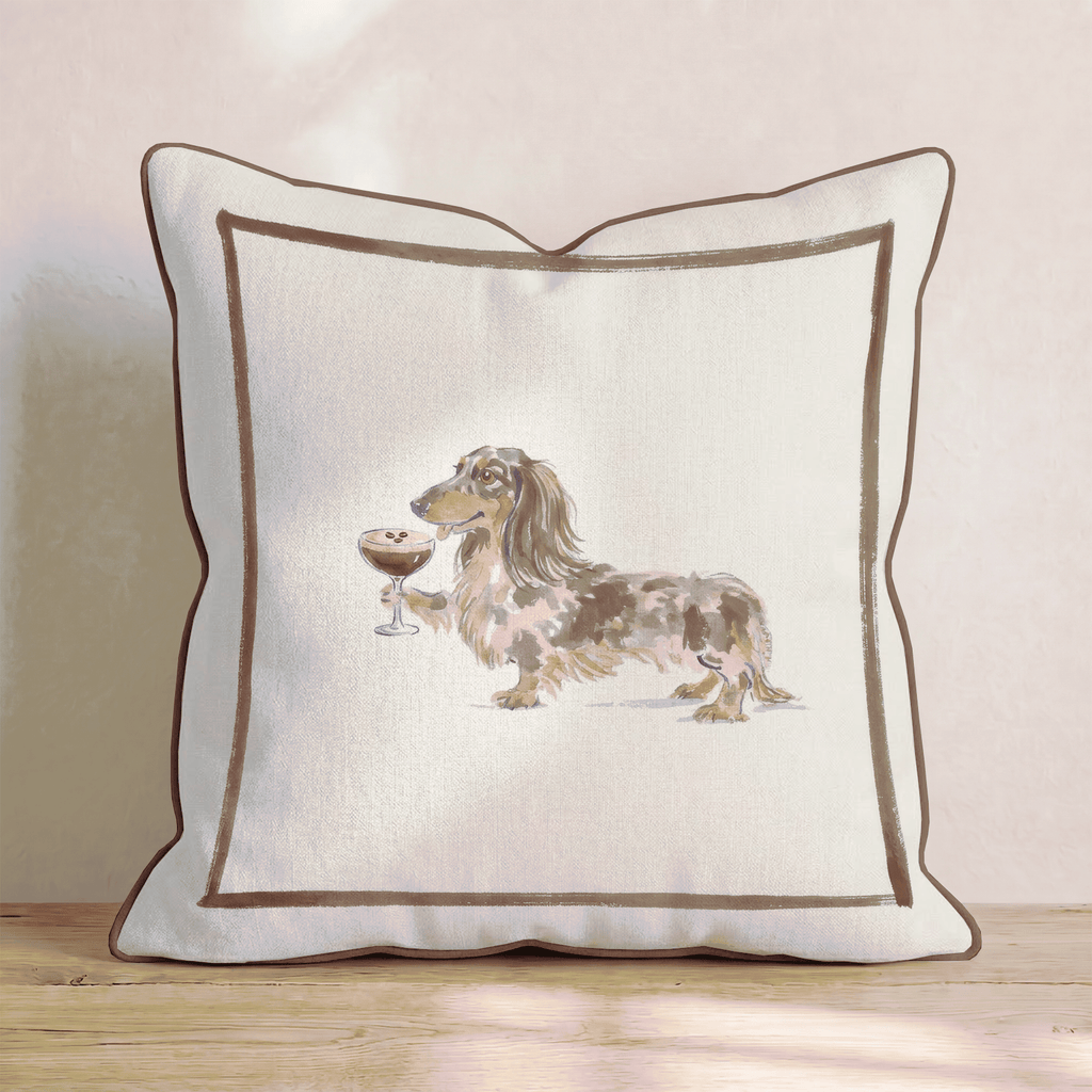 Espresso Martini Dachshund Throw Pillow - Hillcroft Home