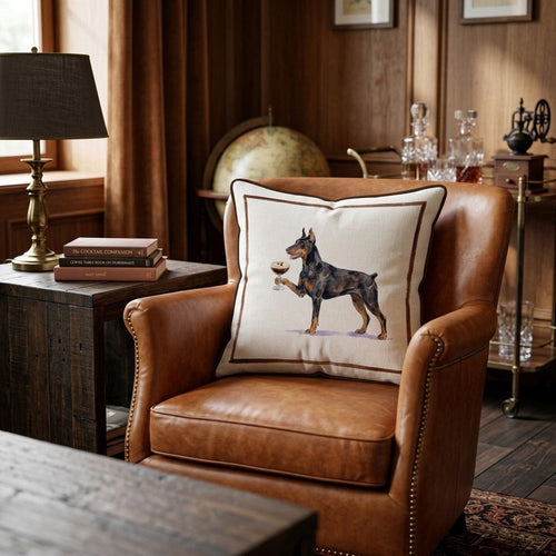 Espresso Martini Doberman Throw Pillow - Hillcroft Home