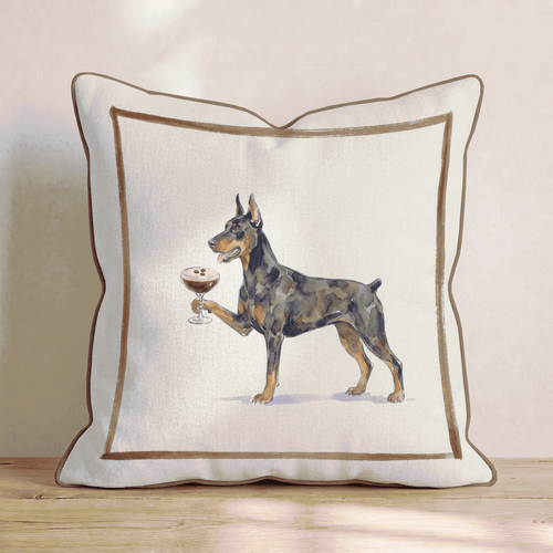 Espresso Martini Doberman Throw Pillow - Hillcroft Home