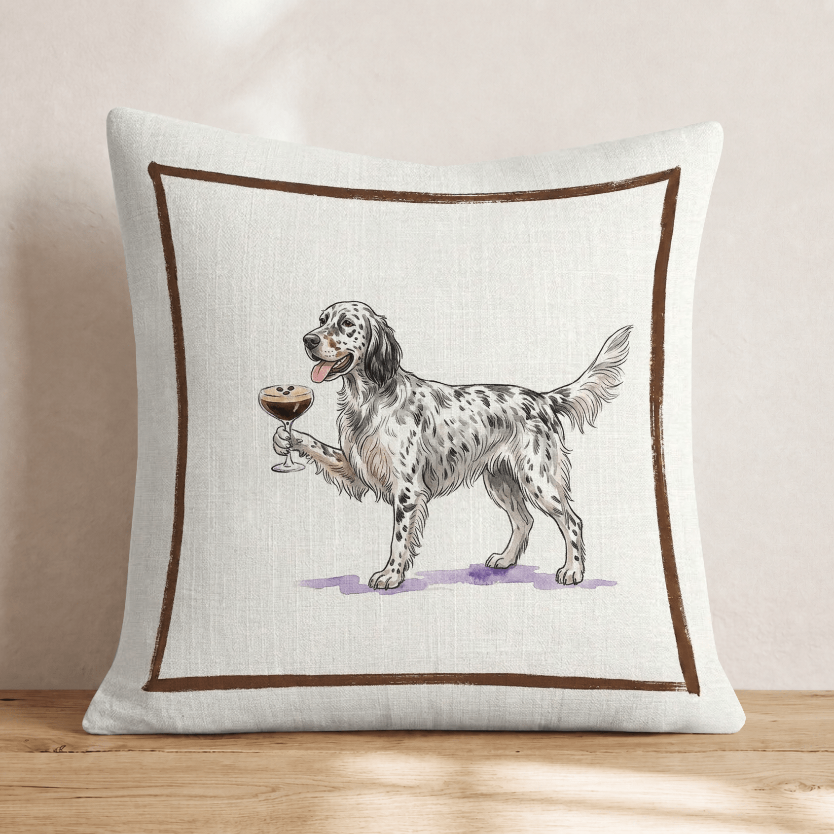 Espresso Martini English Setter Throw Pillow - Hillcroft Home