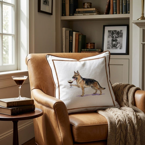 Espresso Martini German Shepherd Throw Pillow - Hillcroft Home