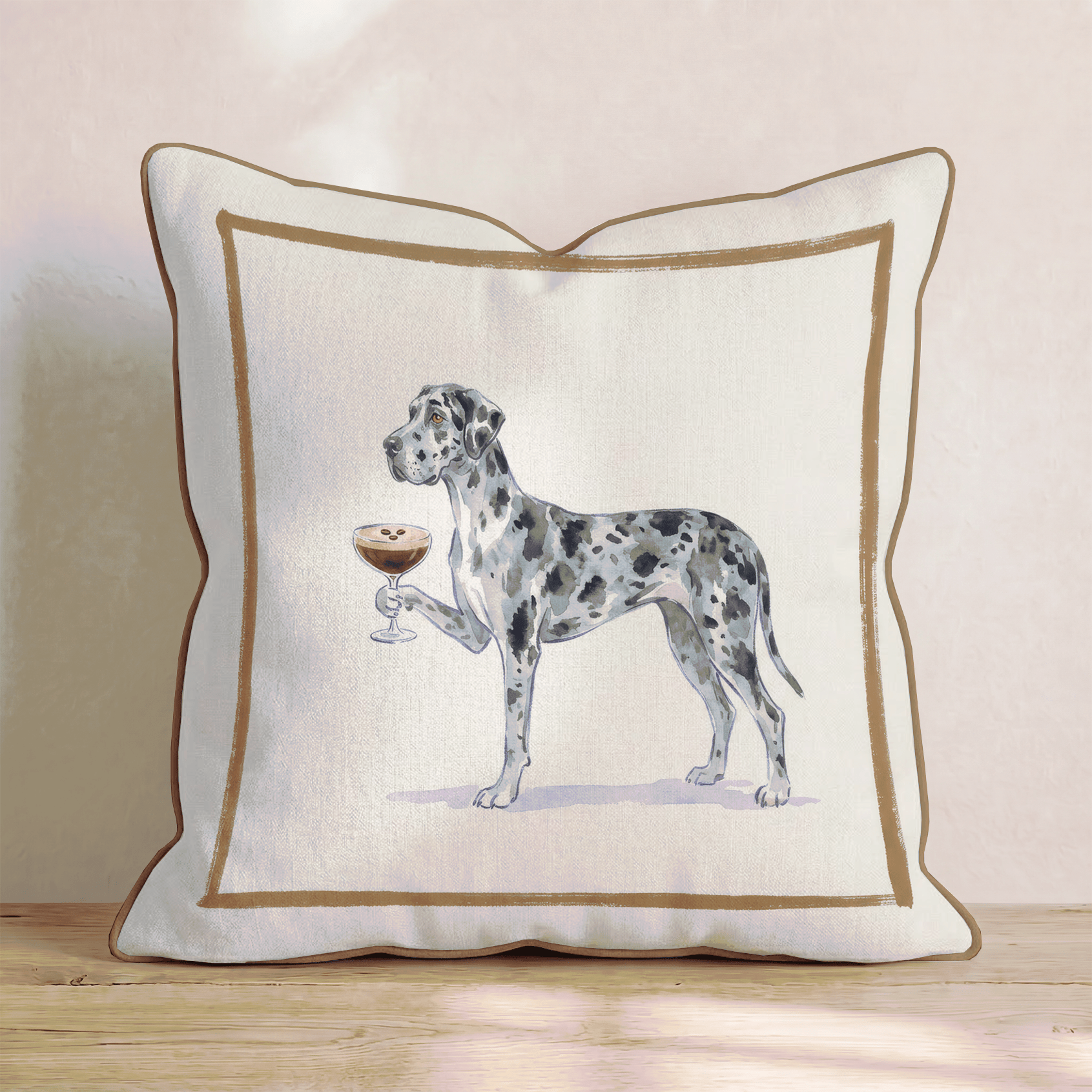 Espresso Martini Great Dane Throw Pillow - Hillcroft Home