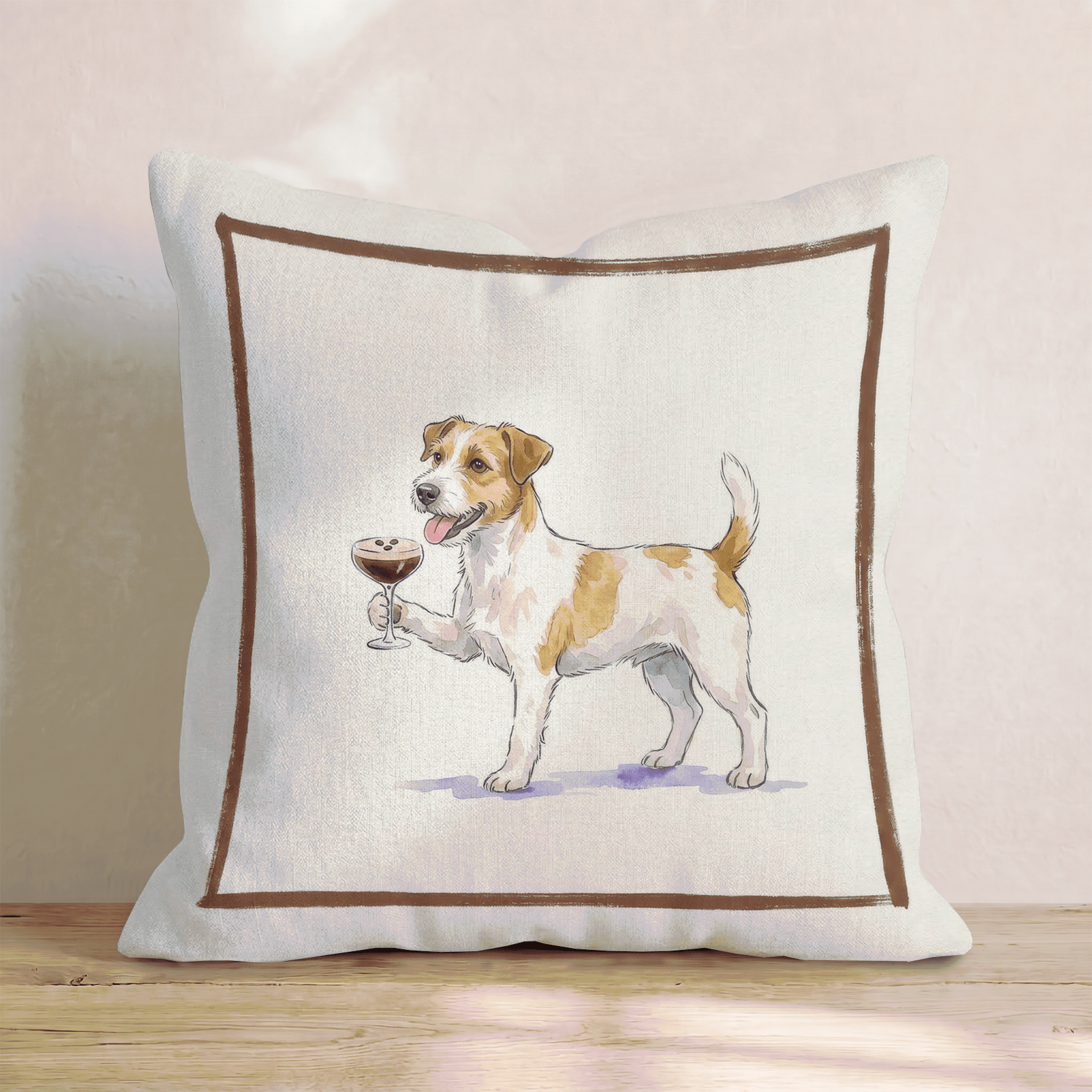 Espresso Martini Jack Russell Throw Pillow - Hillcroft Home