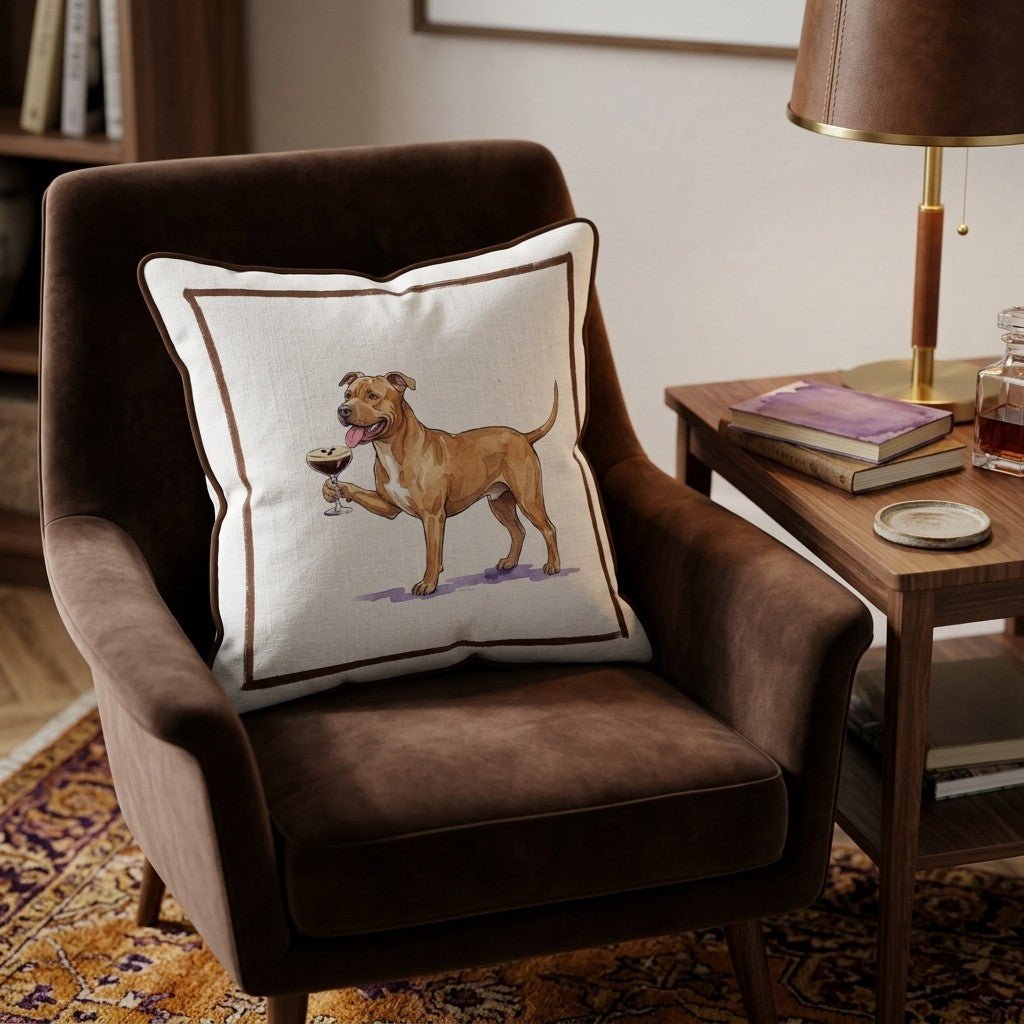 Espresso Martini Pitbull Throw Pillow - Hillcroft Home