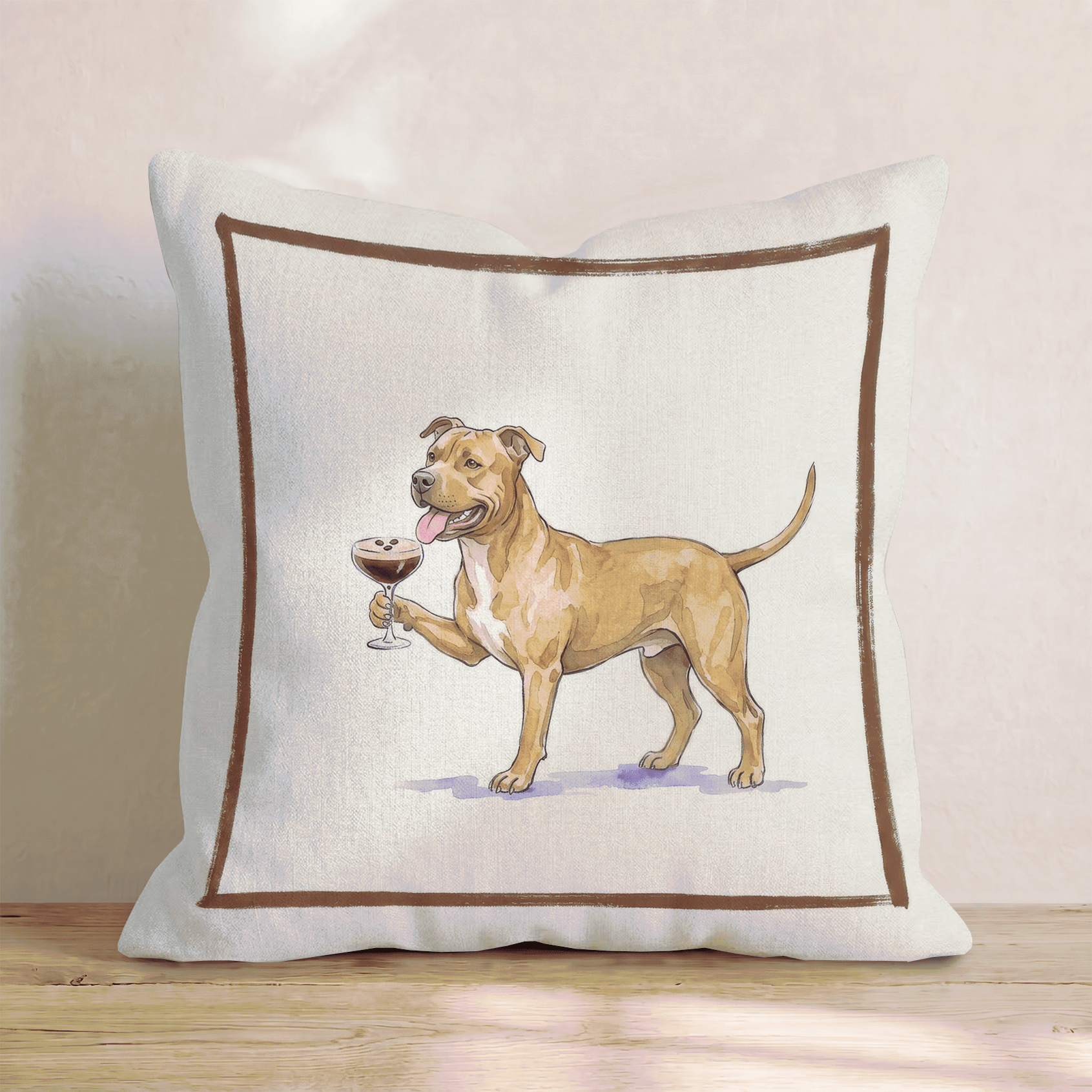 Espresso Martini Pitbull Throw Pillow - Hillcroft Home