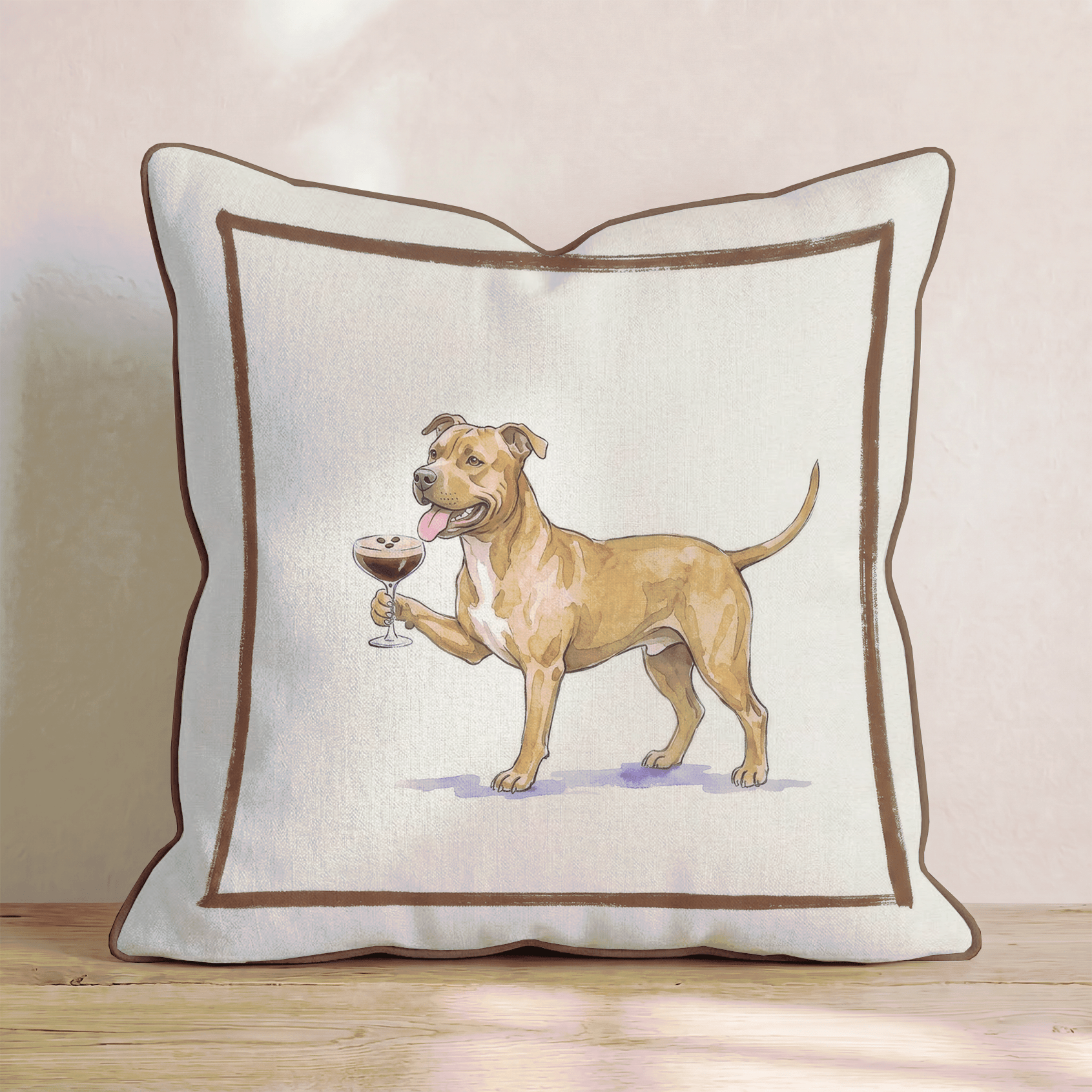 Espresso Martini Pitbull Throw Pillow - Hillcroft Home