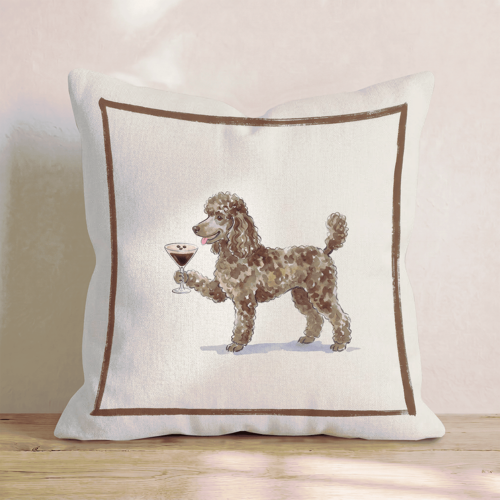 Espresso Martini Poodle Throw Pillow - Hillcroft Home