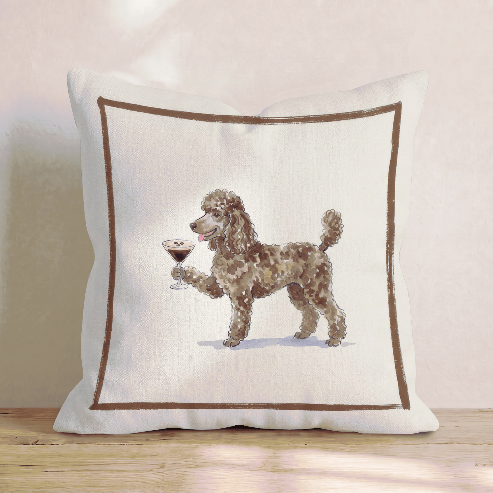 Espresso Martini Poodle Throw Pillow - Hillcroft Home