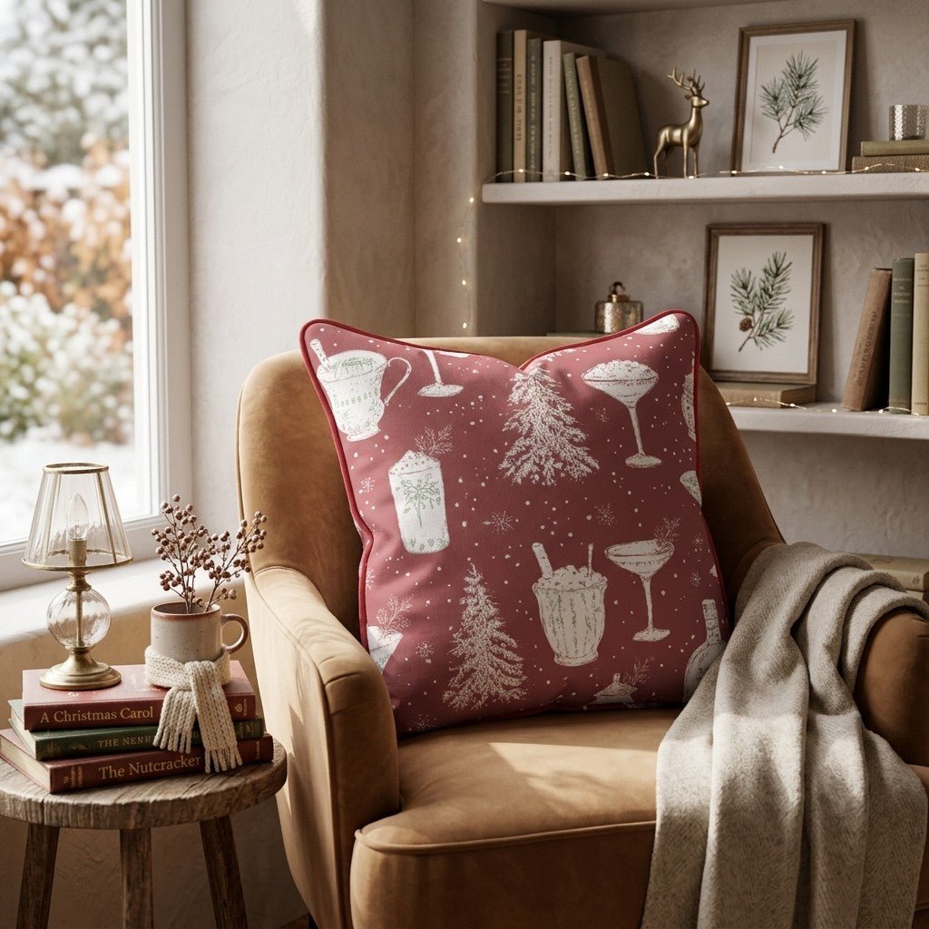 Espresso Martini Red Throw Pillow - Hillcroft Home