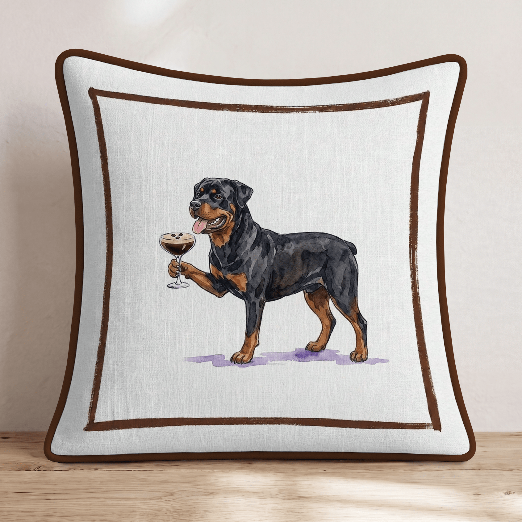 Espresso Martini Rottweiler Throw Pillow - Hillcroft Home