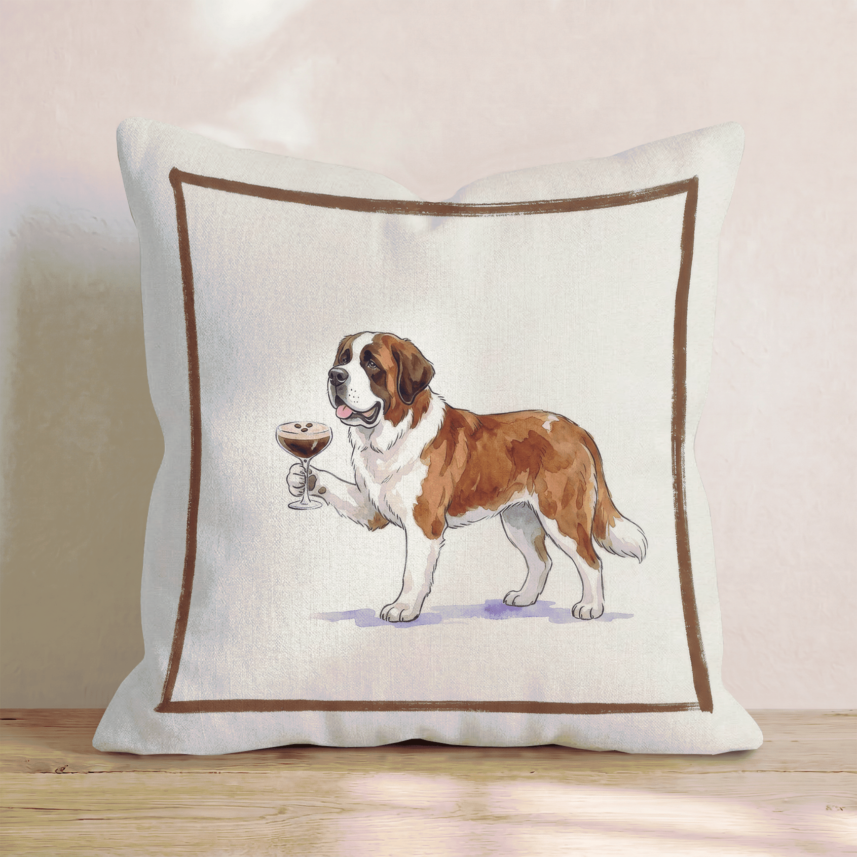 Espresso Martini Saint Bernard Throw Pillow - Hillcroft Home