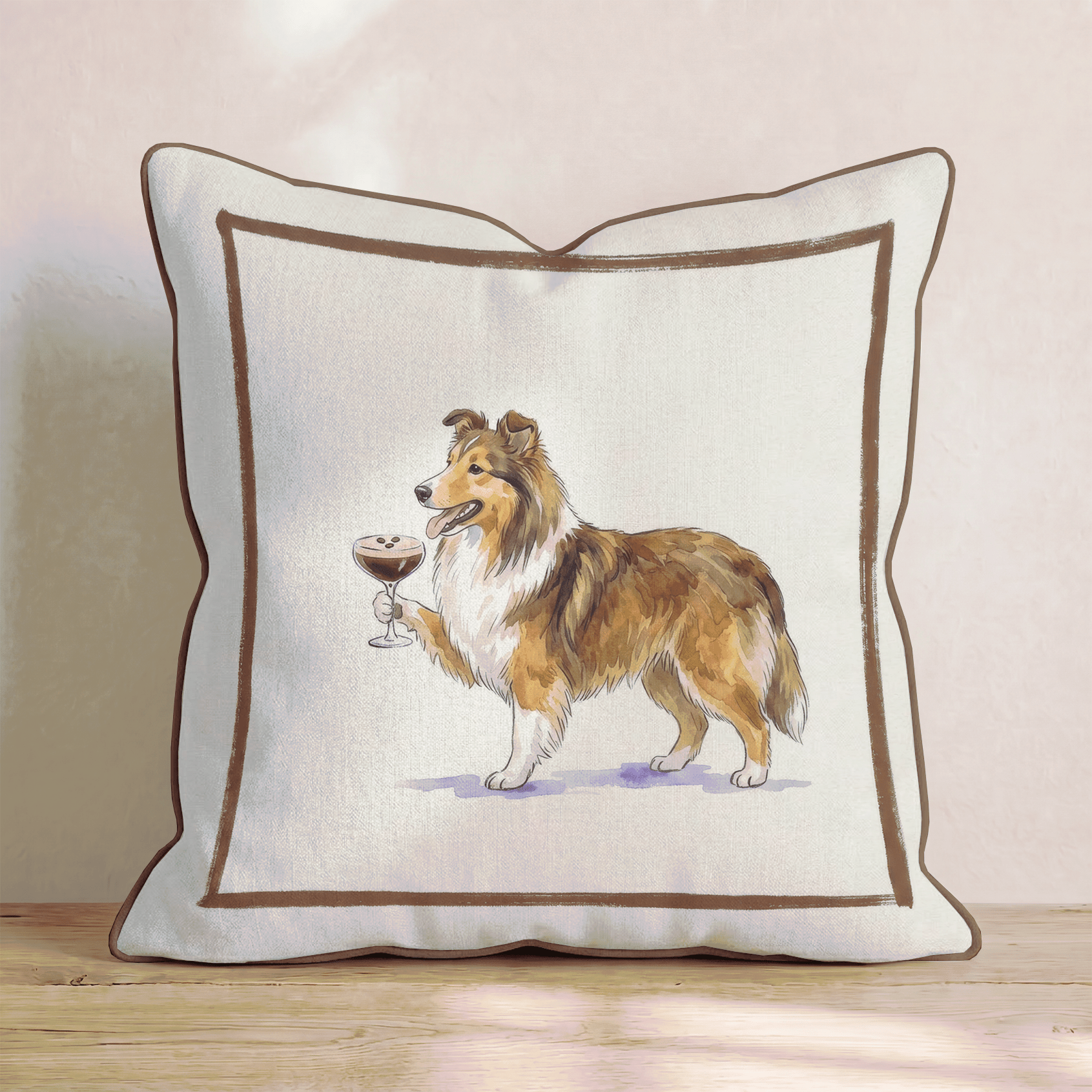 Espresso Martini Shetland Sheepdog Throw Pillow - Hillcroft Home