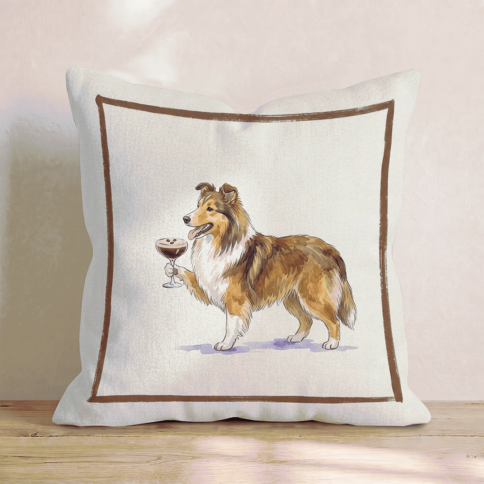 Espresso Martini Shetland Sheepdog Throw Pillow - Hillcroft Home
