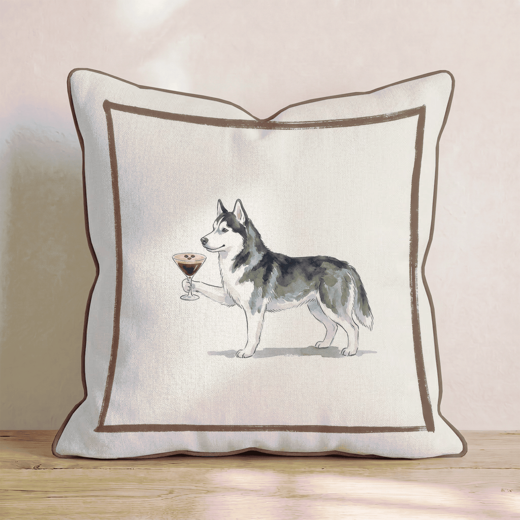 Espresso Martini Siberian Husky Throw Pillow - Hillcroft Home