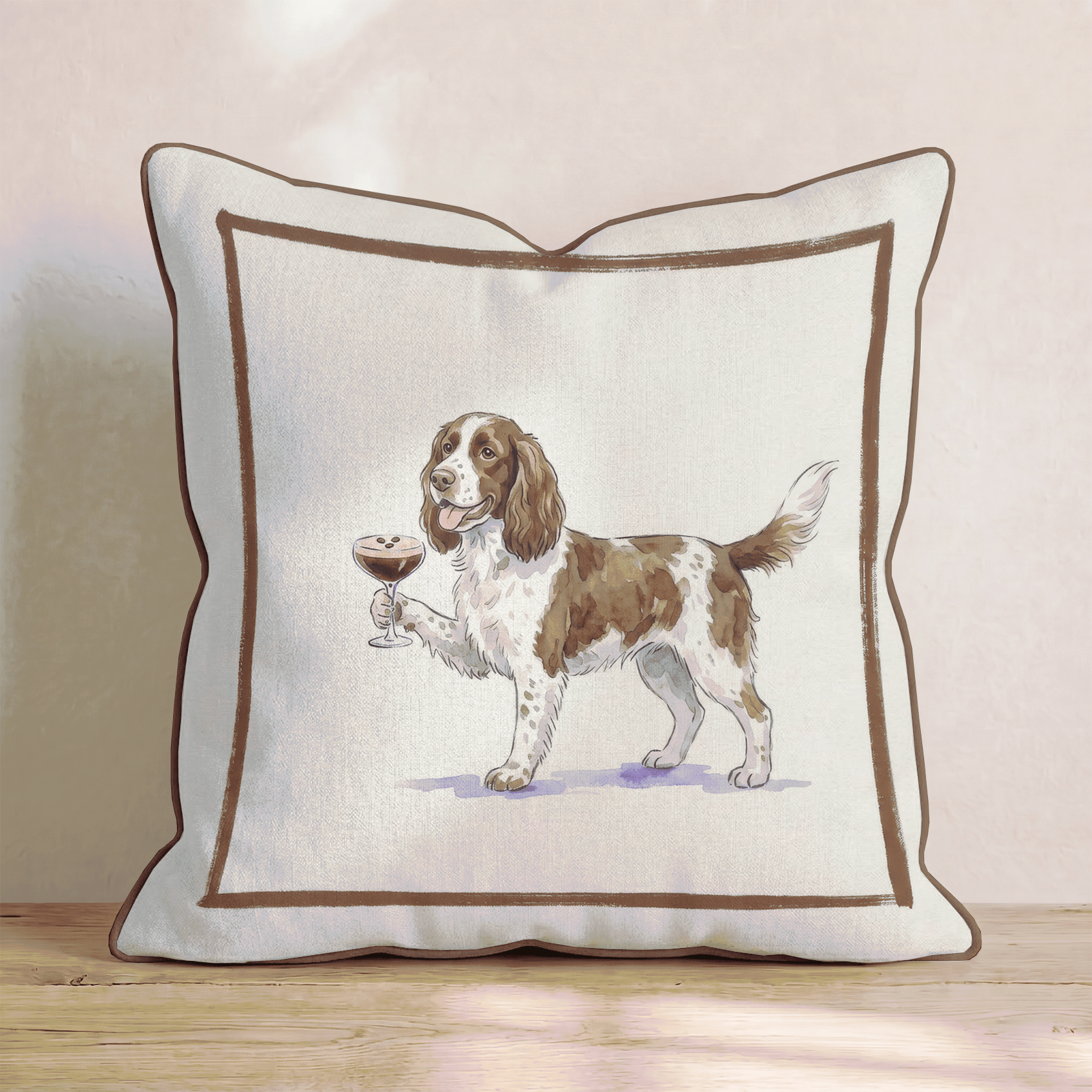 Espresso Martini Springer Spaniel Throw Pillow - Hillcroft Home