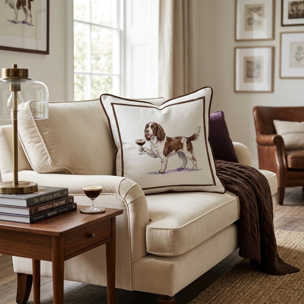 Espresso Martini Springer Spaniel Throw Pillow - Hillcroft Home