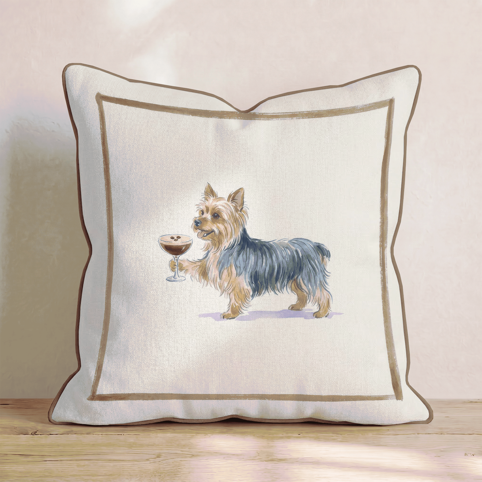 Espresso Martini Yorkshire Terrier Throw Pillow - Hillcroft Home