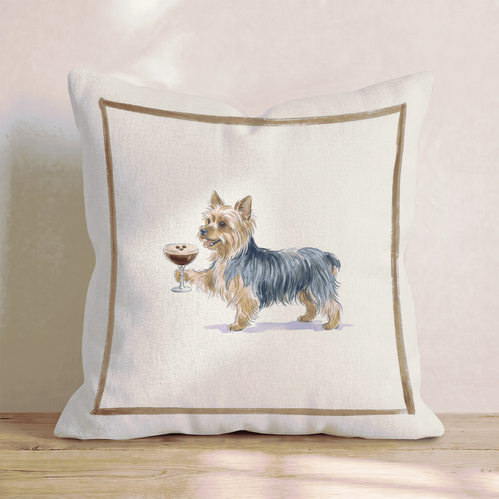 Espresso Martini Yorkshire Terrier Throw Pillow - Hillcroft Home