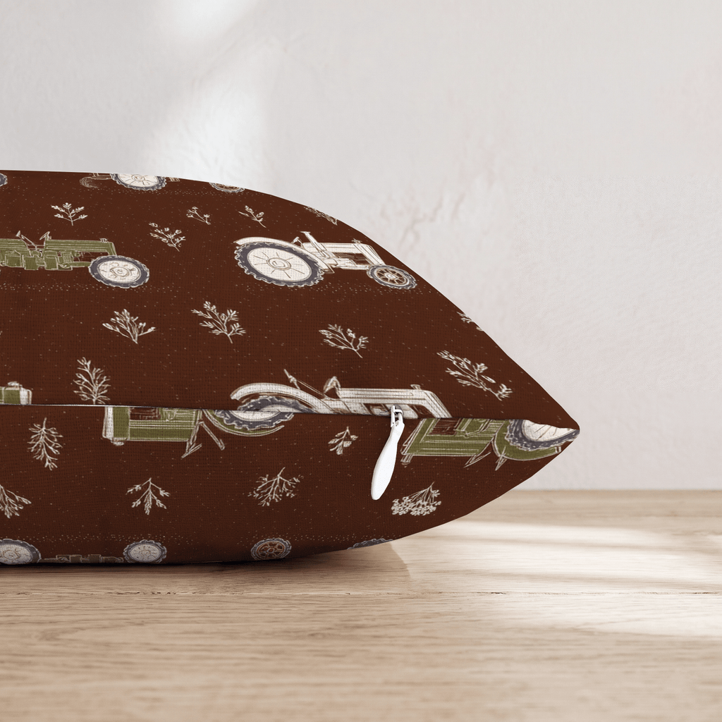 Espresso Tractor Row Throw Pillow - Hillcroft Home