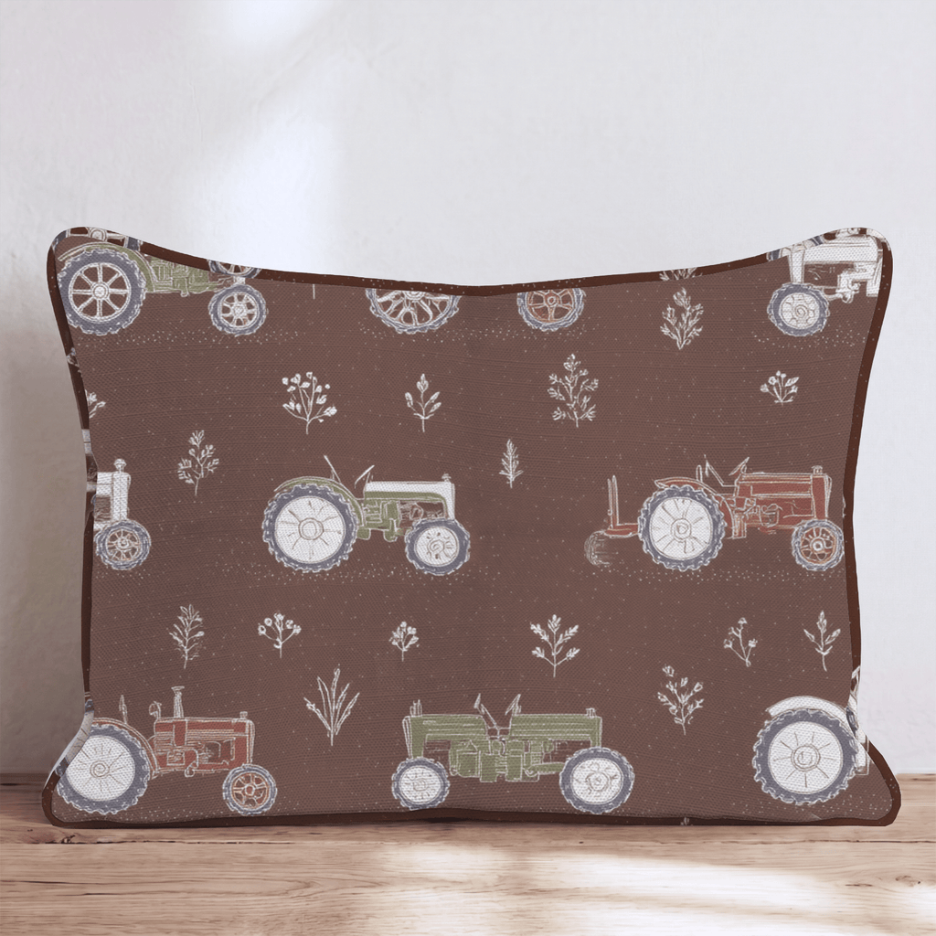 Espresso Tractor Row Throw Pillow - Hillcroft Home