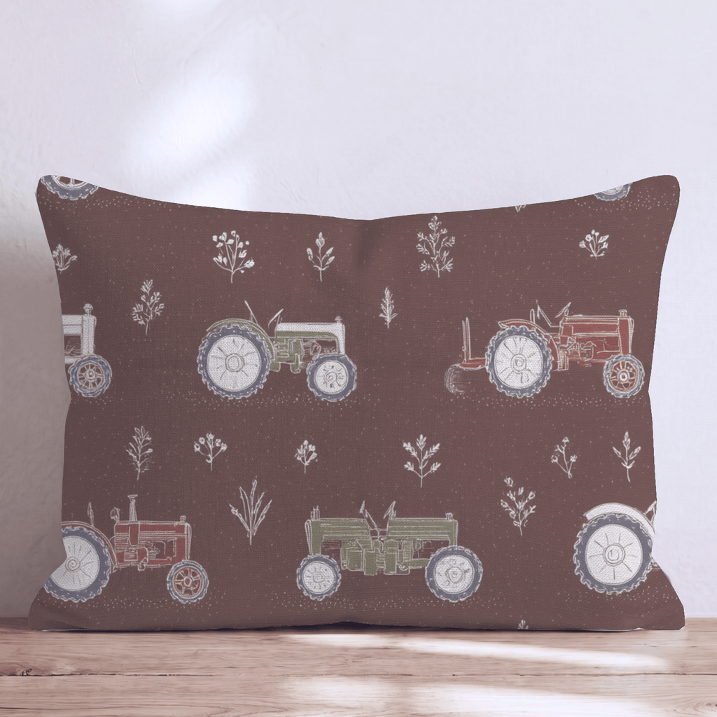Espresso Tractor Row Throw Pillow - Hillcroft Home