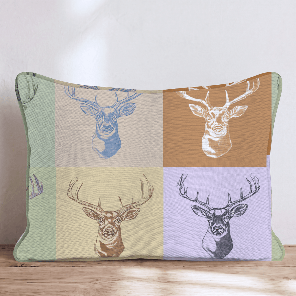 Etched Buck Grid Throw Pillow - Hillcroft Home