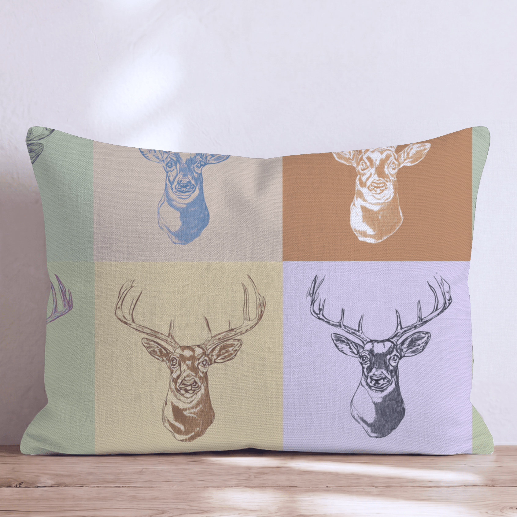 Etched Buck Grid Throw Pillow - Hillcroft Home