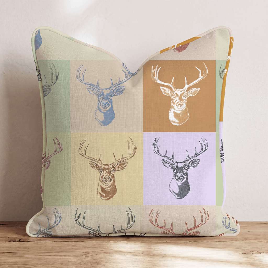 Etched Buck Grid Throw Pillow - Hillcroft Home