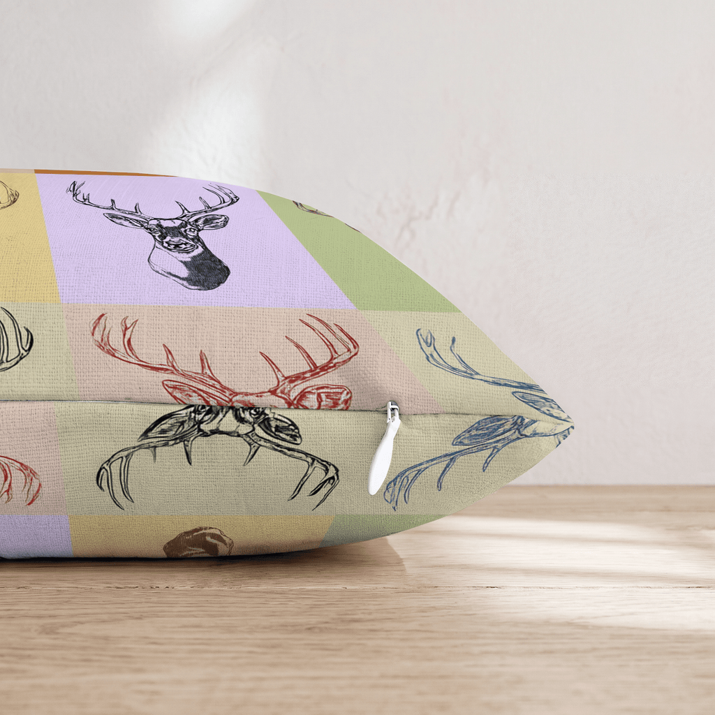 Etched Buck Grid Throw Pillow - Hillcroft Home