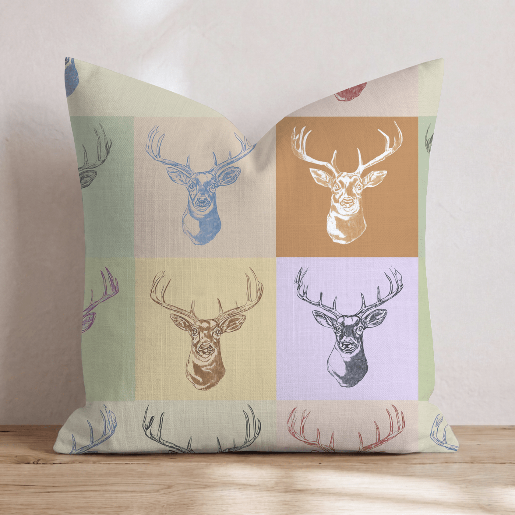 Etched Buck Grid Throw Pillow - Hillcroft Home
