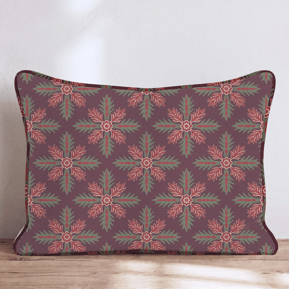 Evergreen Compass in Cranberry Throw Pillow throw pillow - Hillcroft Home