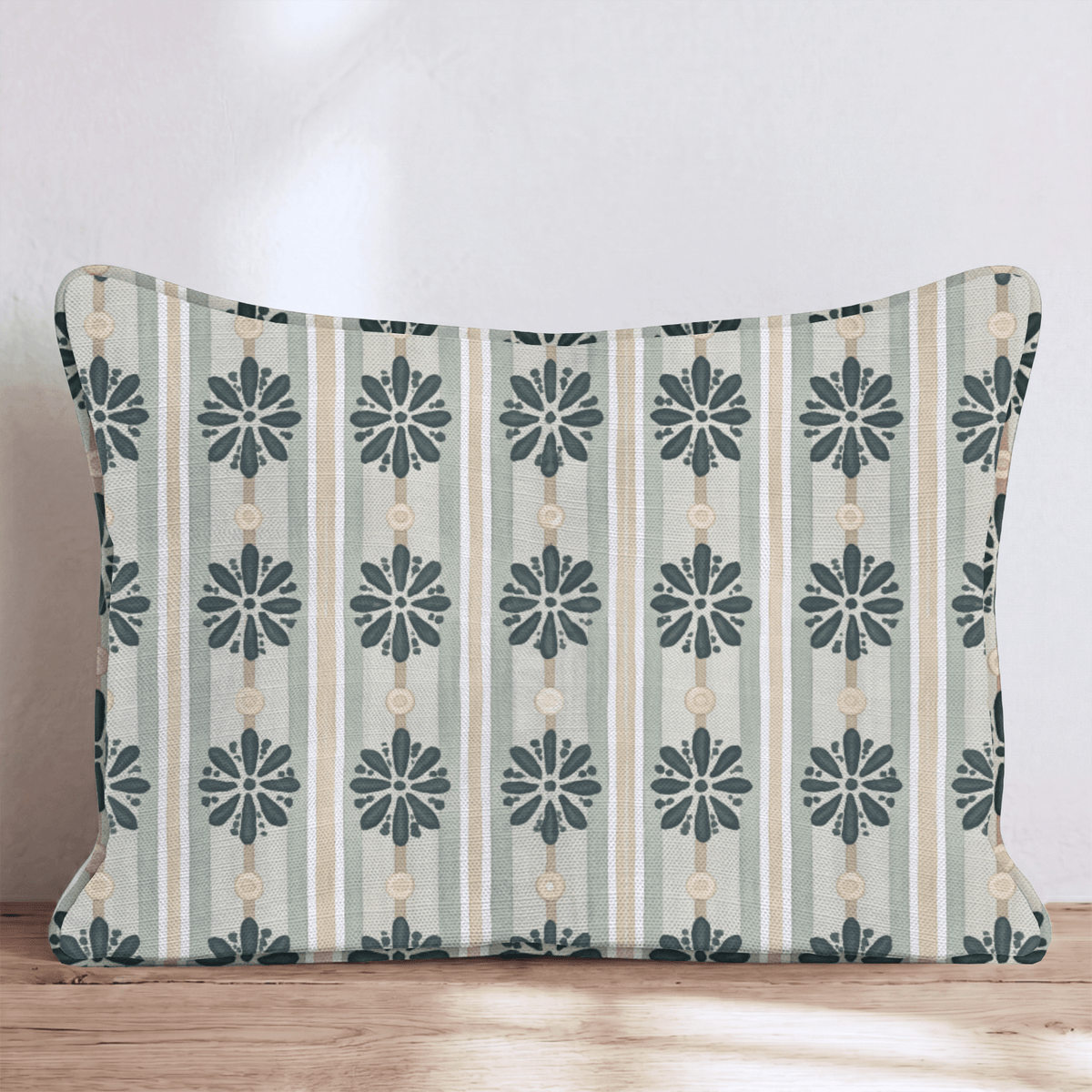 Evergreen Medallion Stripe Throw Pillow throw pillow - Hillcroft Home