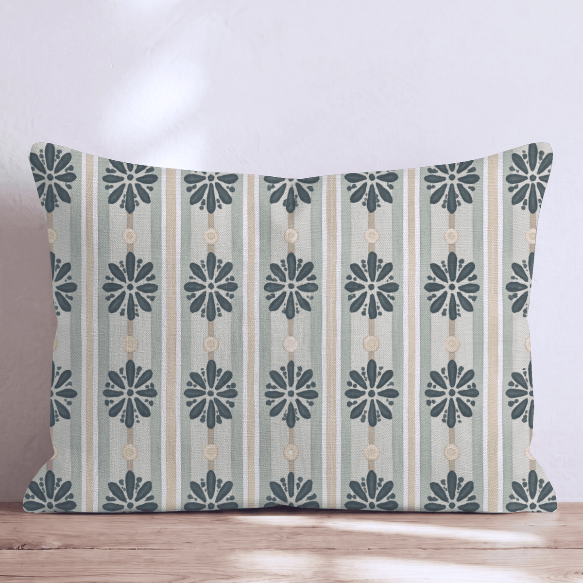 Evergreen Medallion Stripe Throw Pillow throw pillow - Hillcroft Home