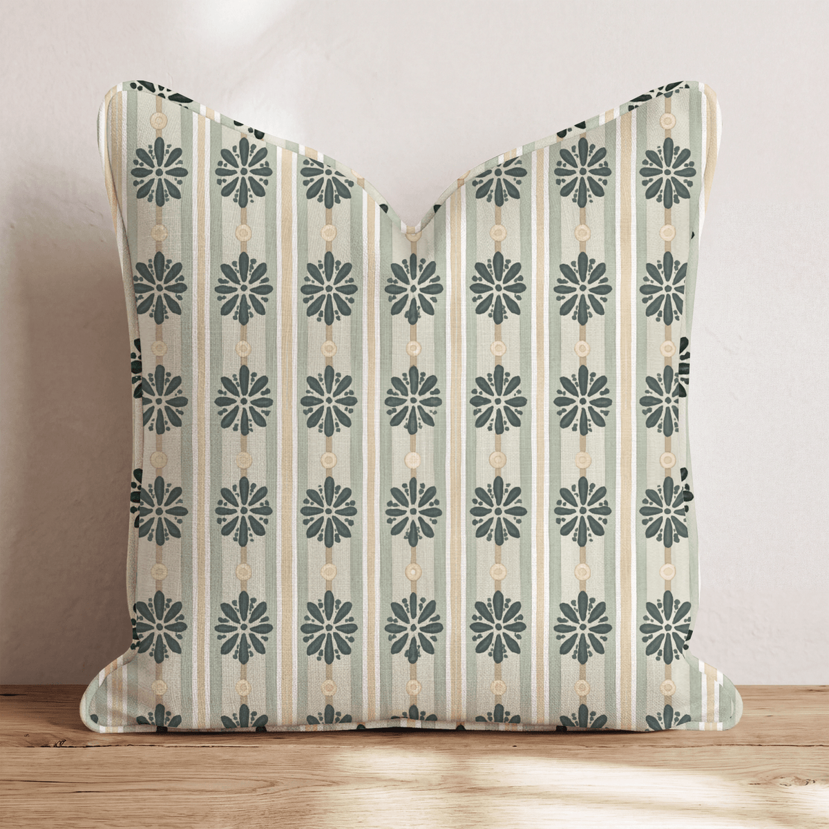 Evergreen Medallion Stripe Throw Pillow throw pillow - Hillcroft Home