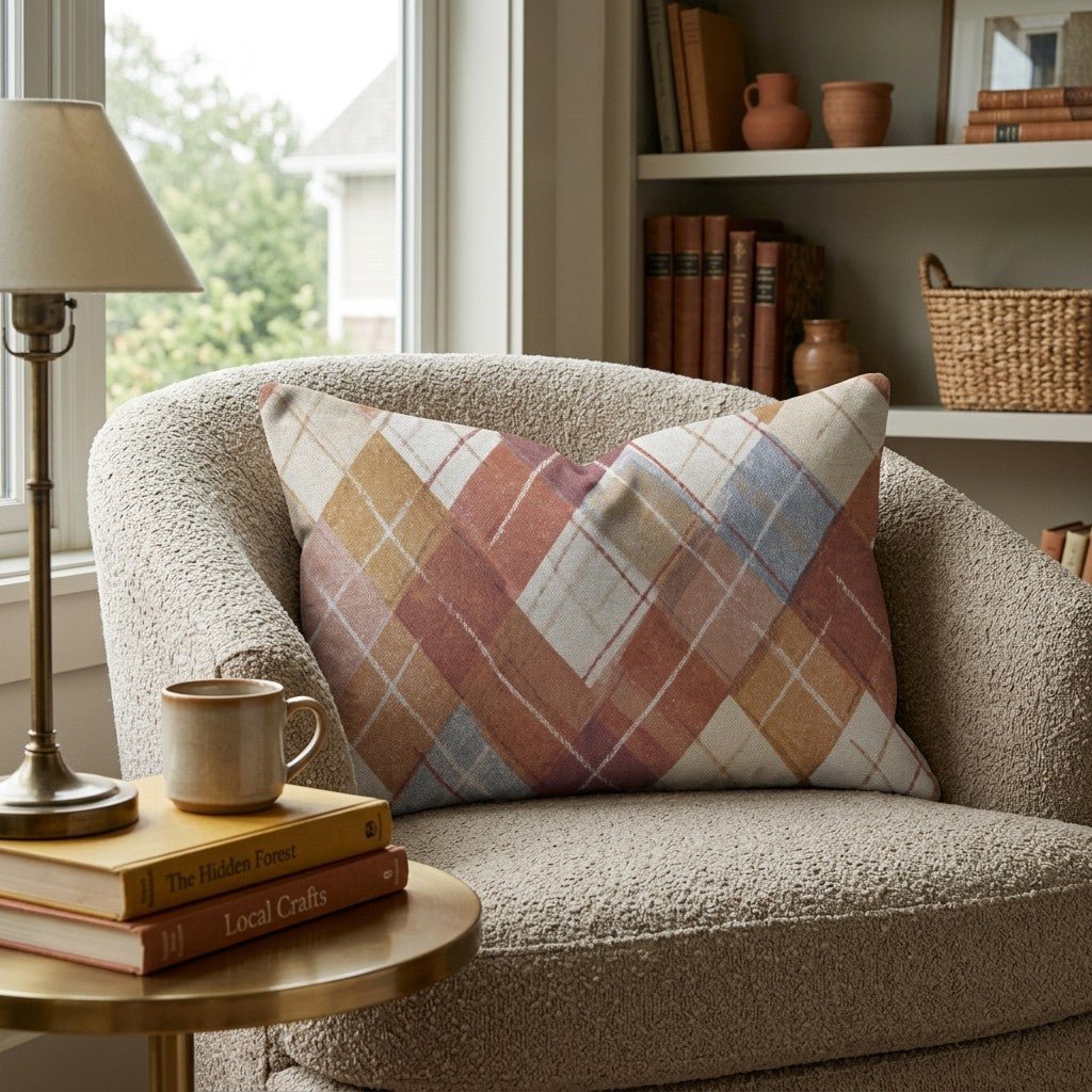 Faded Argyle Throw Pillow - Hillcroft Home
