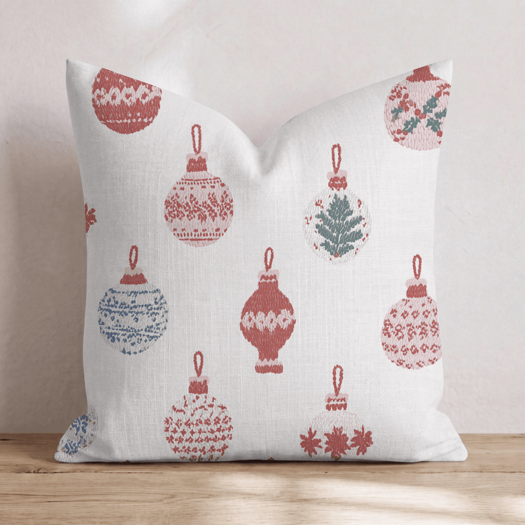 Fair Isle Ornament Cream Throw Pillow - Hillcroft Home